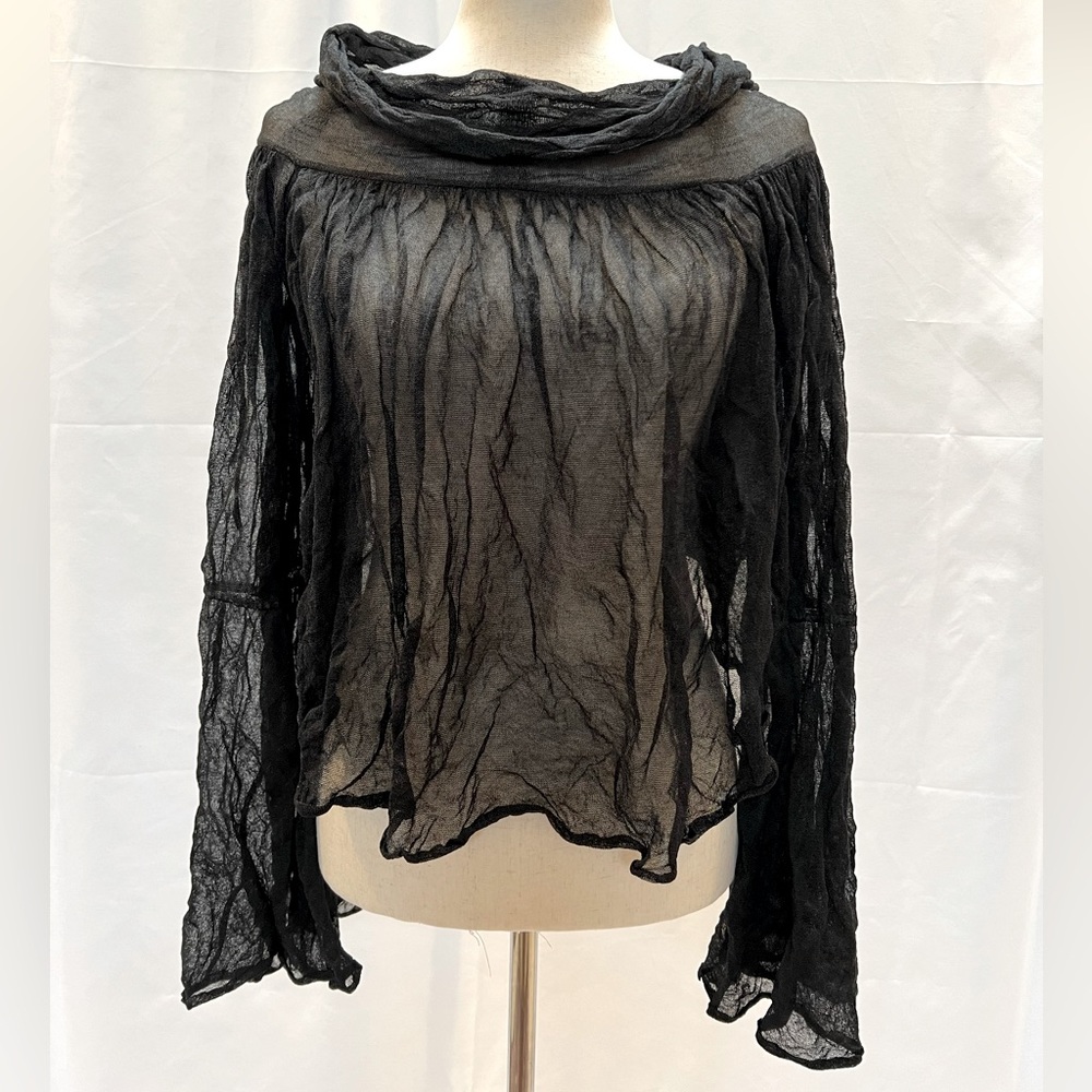 Rare 90’s vintage Gucci sheer gauze black cowl neck top size M
